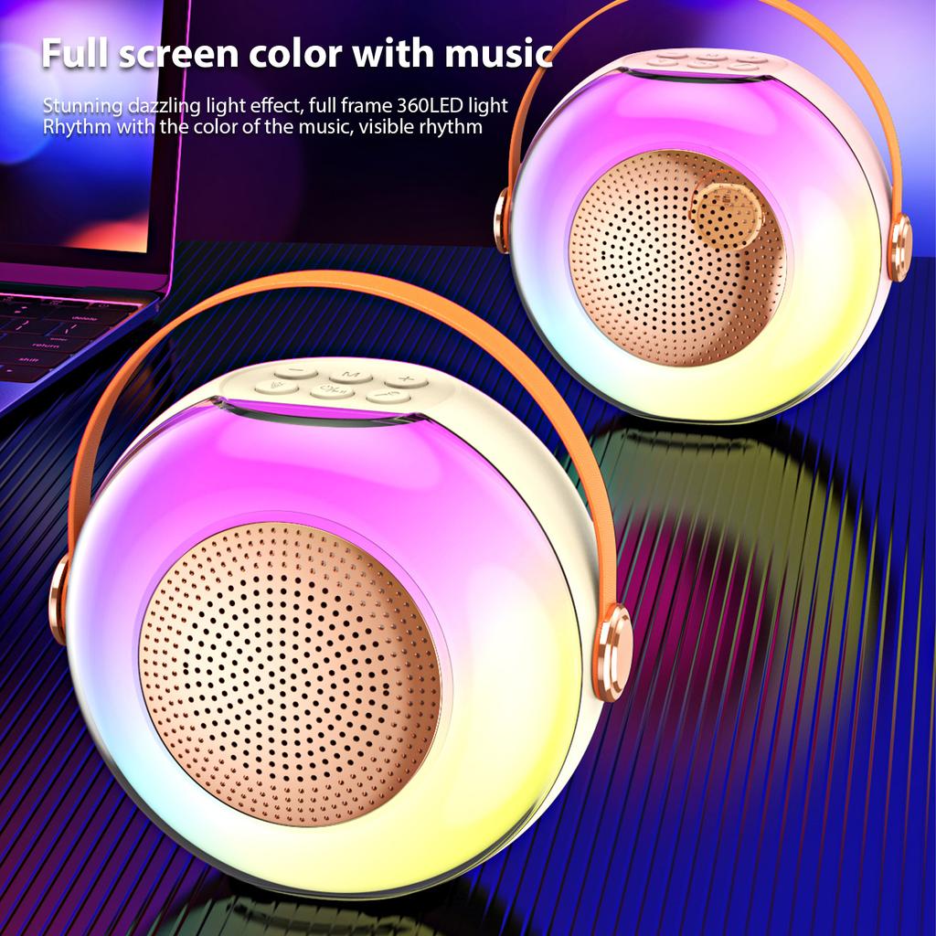 Karaoke Machine with 2 Wireless Microphones BT Microphone and Speaker KTV Set with RGB Light