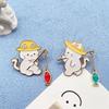 Cartoon Design Animal Badge Pin Enamel Finish Cartoon Cat Pin Creativity Brooch  Anime Pins