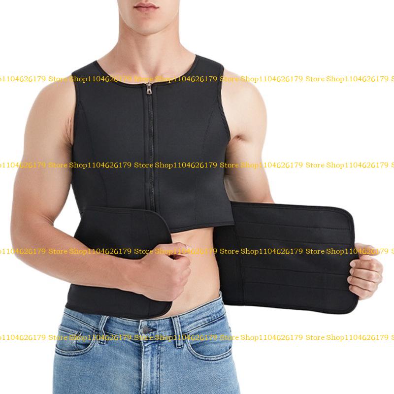 A1A2 Herren Sauna Schweiß Reißverschluss Weste zur Gewichtsabnahme Verstellbarer Taillentrainer Korsett Taillentrainer Körperformende Kleidung Schlankmachende Weste