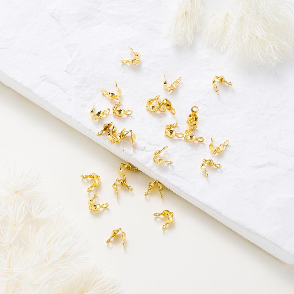 14K 18K Echtgold Plated Doppel Loch Endverschluss Perlen Offene Abdeckung Quetschperlen Für DIY Schmuckherstellung Halsketten Komponente
