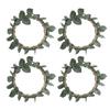 4PCS Napkin Holder Rings Green Leaf Decoration Metal Napkin Buckle Ring Set for Wedding Party