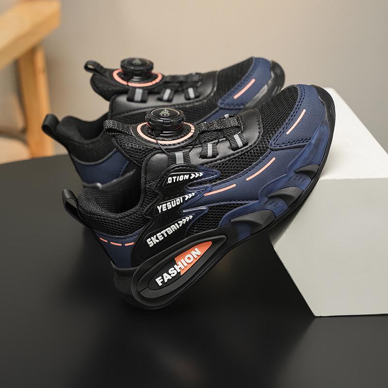 Boys  Breathable Mesh Leather Sports Shoes, All-Season Comfort for Kids. 36