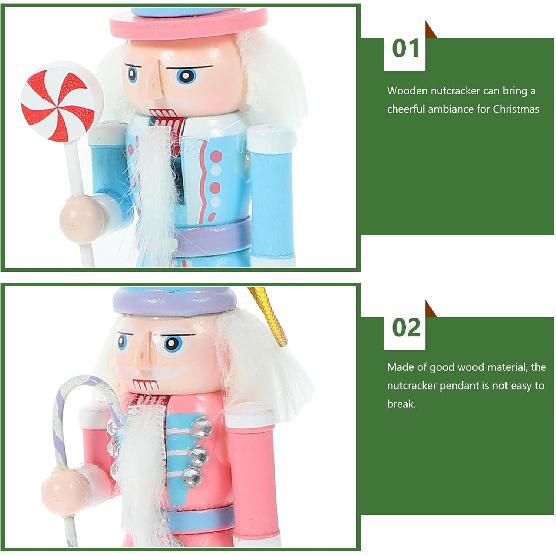 PartyKindom Nutcracker Ornaments for Christmas Tree: 4pcs Small Figures, Wooden Soldier Hanging Decorations for Xmas Gift, Shelf, Table, 5"