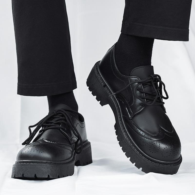 English-style Casual Casual Shoes Thick-soled Height-increasing Derby Shoes Simple Fashion Low-top Men's Shoes Zapatillas Hombre