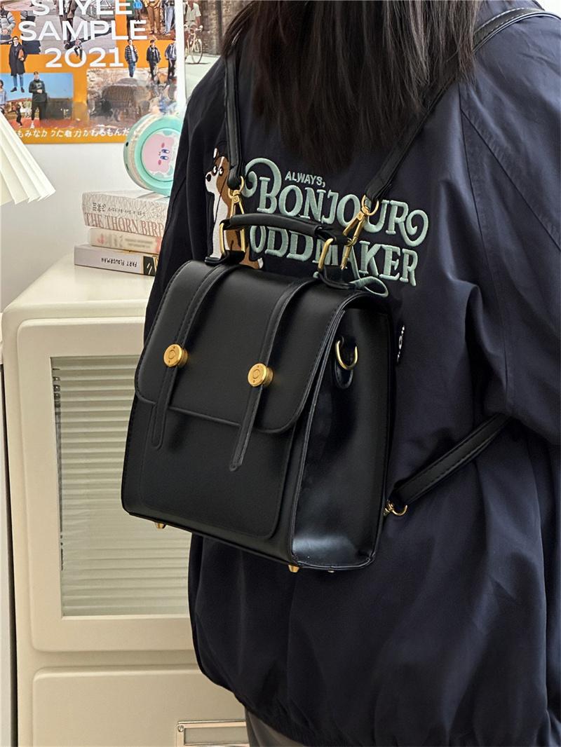 

Retro backpack bag 2025 new trendy fashion student backpack multi-functional schoolbag portable travel bag чёрный