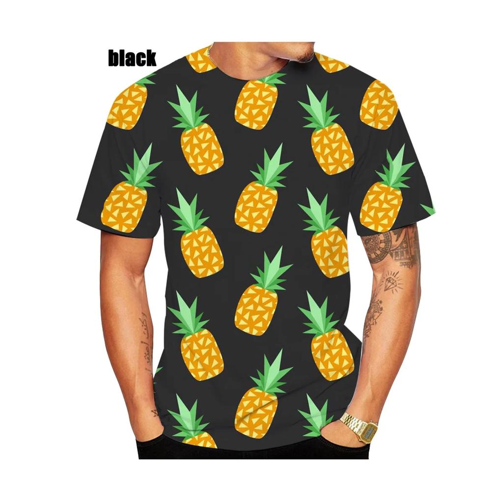 Summer Fruit Pattern 3D Printed Fun Creative Fashionable Pineapple Short-sleeved Outdoor Sports Quick-drying Breathable Men's T-shirts