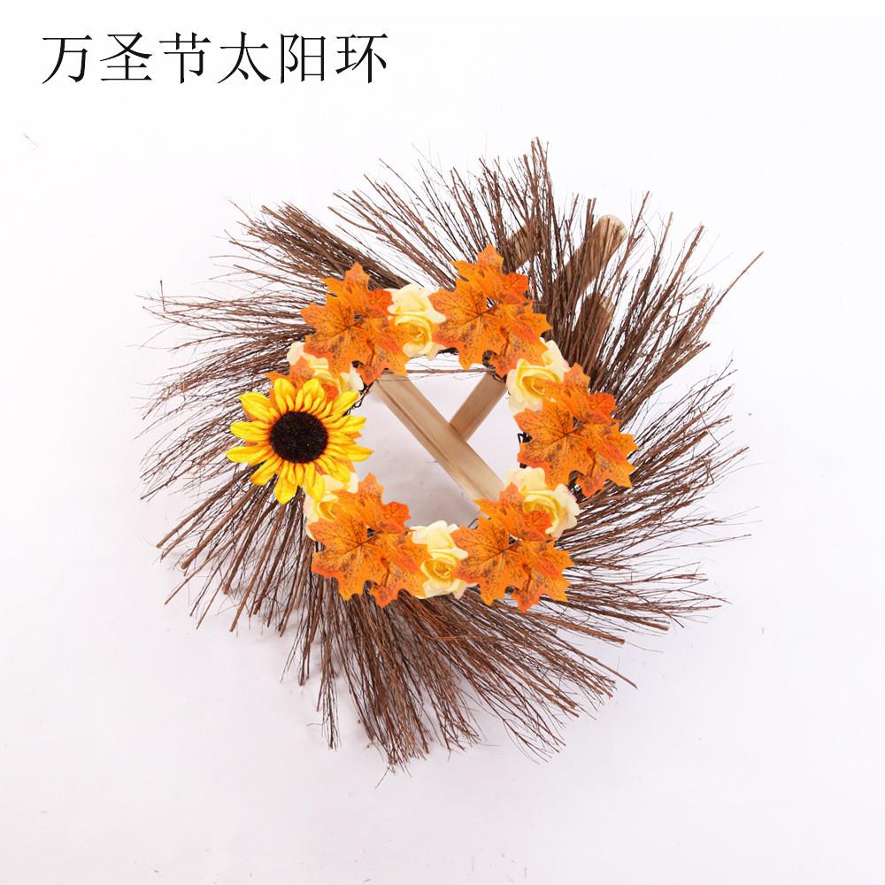 Stylish Halloween Party Decoration Items Vibrant Sunflower Circle Wreath For Festive Atmosphere