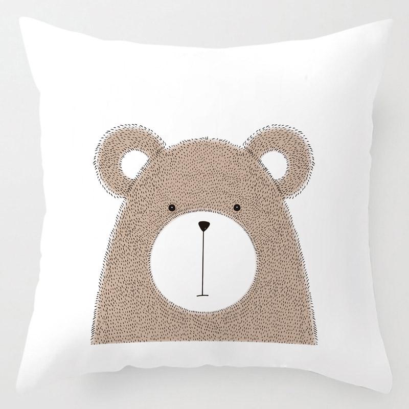 Children'S Room Decoration Cartoon Pillowcase Pet Animal Cushion Cover Rabbit Giraffe Lion Porcupine Bear Fox