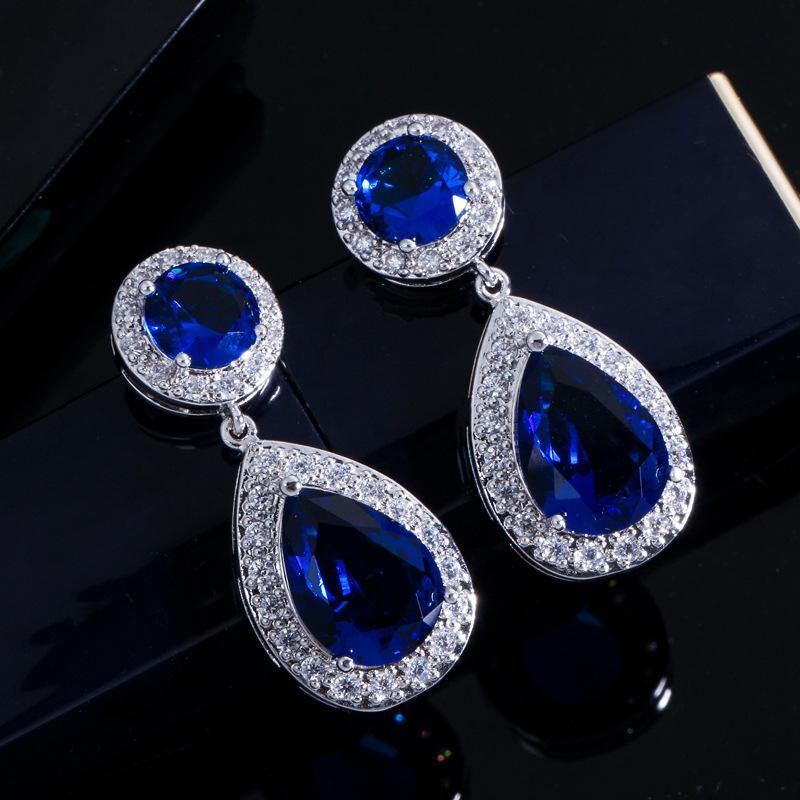 E0229 Temperament Women'S Earrings, Water Drop Zircon Earrings, Micro-Setting Process, Multi-Color Optional