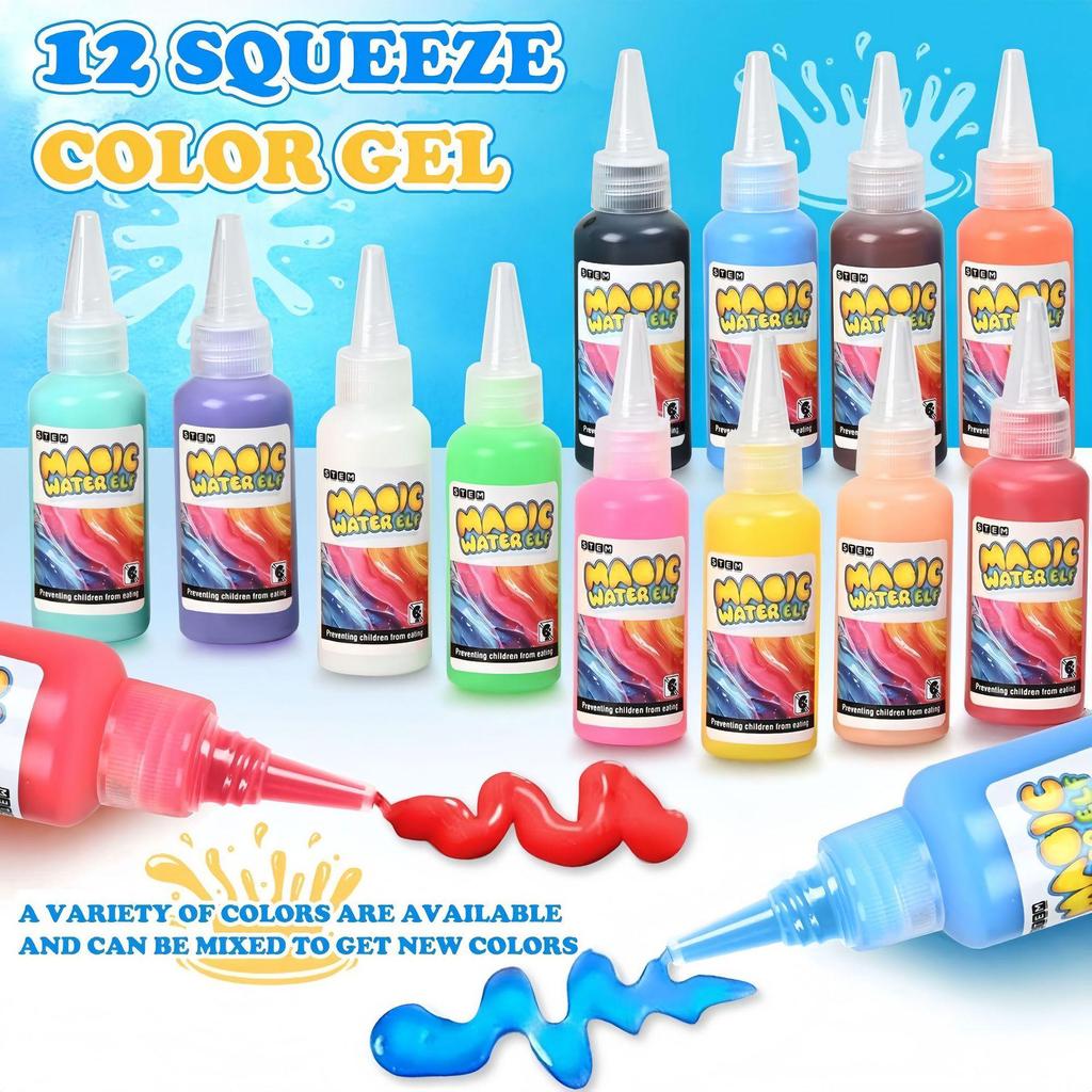 Cross Magic Water Gel Toy Set: Handmade DIY Watercolor Doodle with Magical Water Babies.