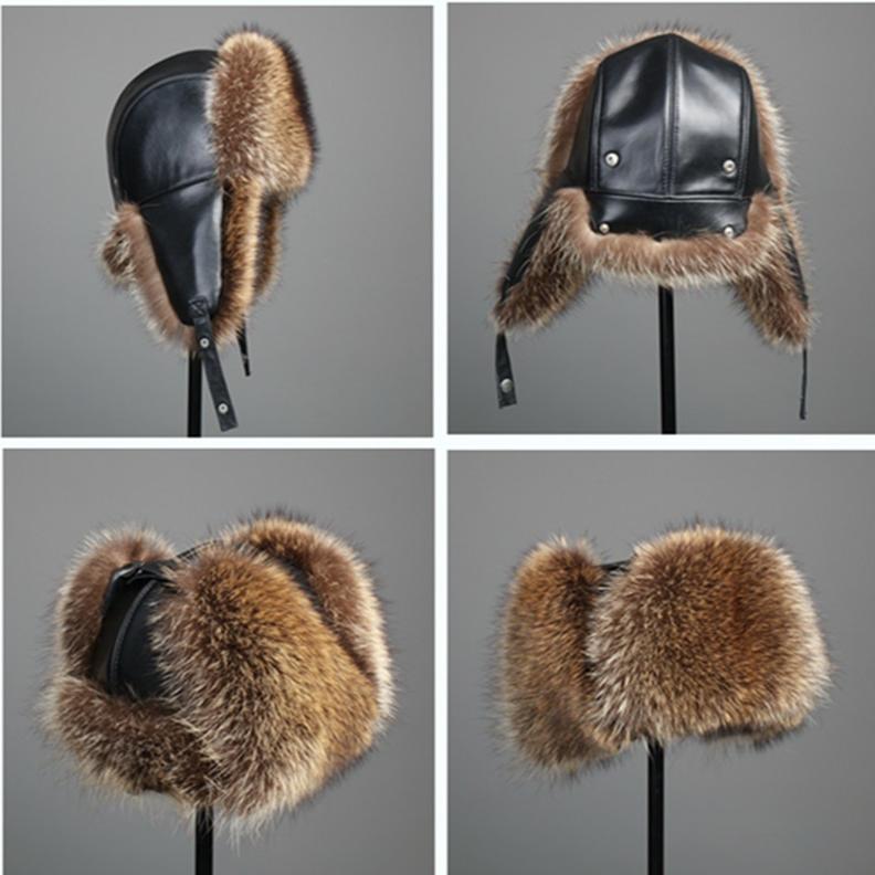 Pălărie de blană naturală din piele naturală 100% pentru femei, blană de vulpe argintie naturală, pălării pufoase Ushanka, iarnă, urechi groase, calde, șapcă bomber de modă