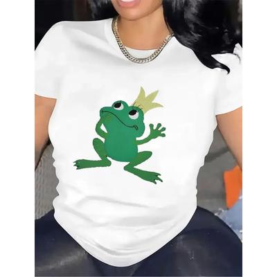 Short Sleeve T-Shirt with Frog Prince Design, Lightweight and Durable, Perfect for Casual Wear At Home or Restaurant, Comfortable Fit for Everyday Use
