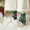 Yousheng 1 Pair Christmas Socks Snowmen Reindeer Santa Claus Bell Pattern Mid-tube Socks Coral Fleece Warm Thermal Socks
