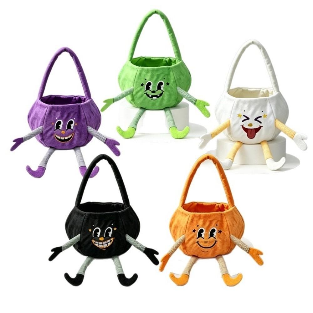Open Top Ghost Plush Bag Handheld Pumpkin Candy Bucket Trick or Treat Bucket Dessert Making