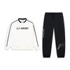 Li Ning Letter Logo Print Trendy Loose Versatile Fleece Warm Comfortable Crew Neck Pullover Long Sleeve Sweatshirt Casual Sports Suit AWDU917-3-AKLU-1