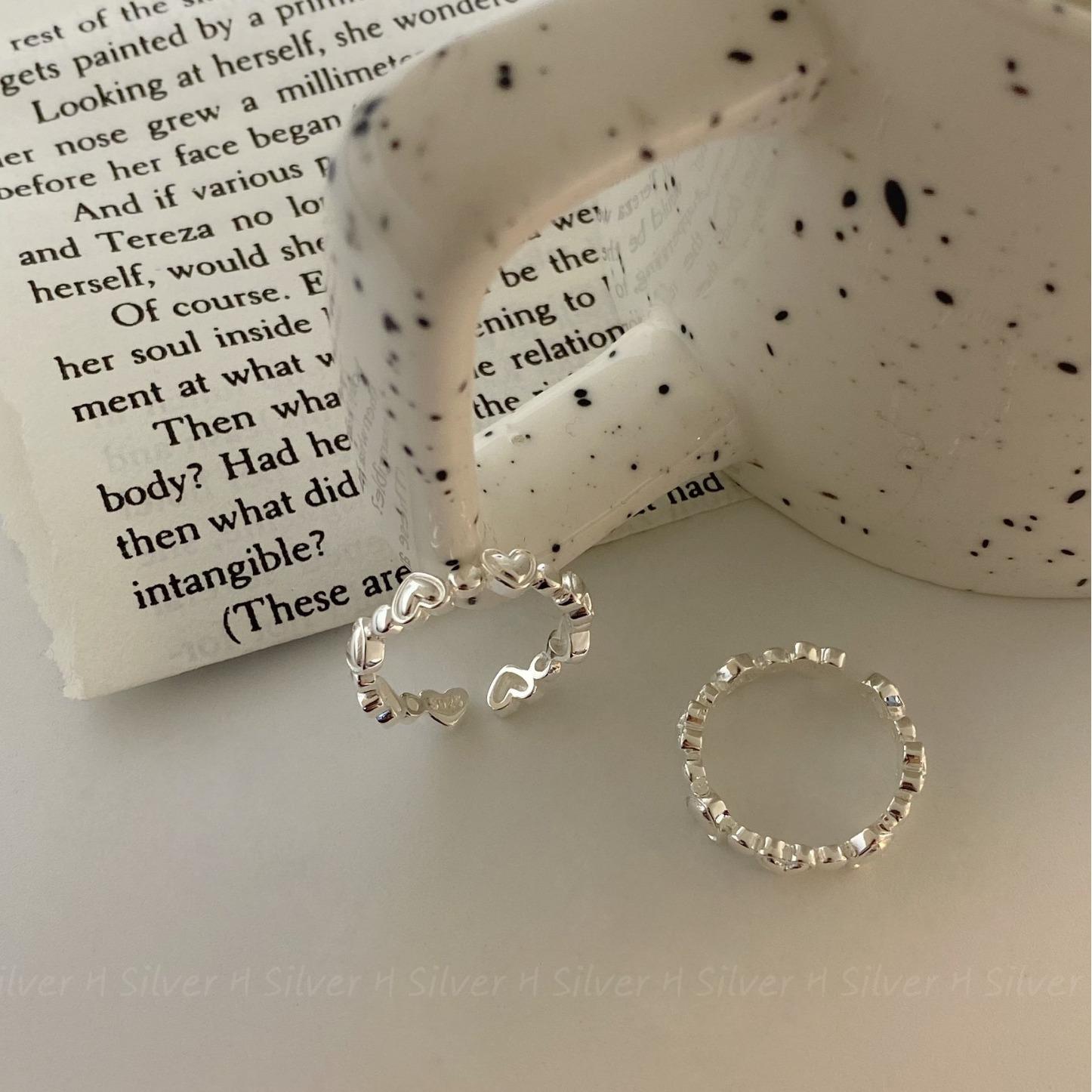 

S925 Sterling Silver Korean Heart Ring - Stylish & Versatile Adjustable Opening