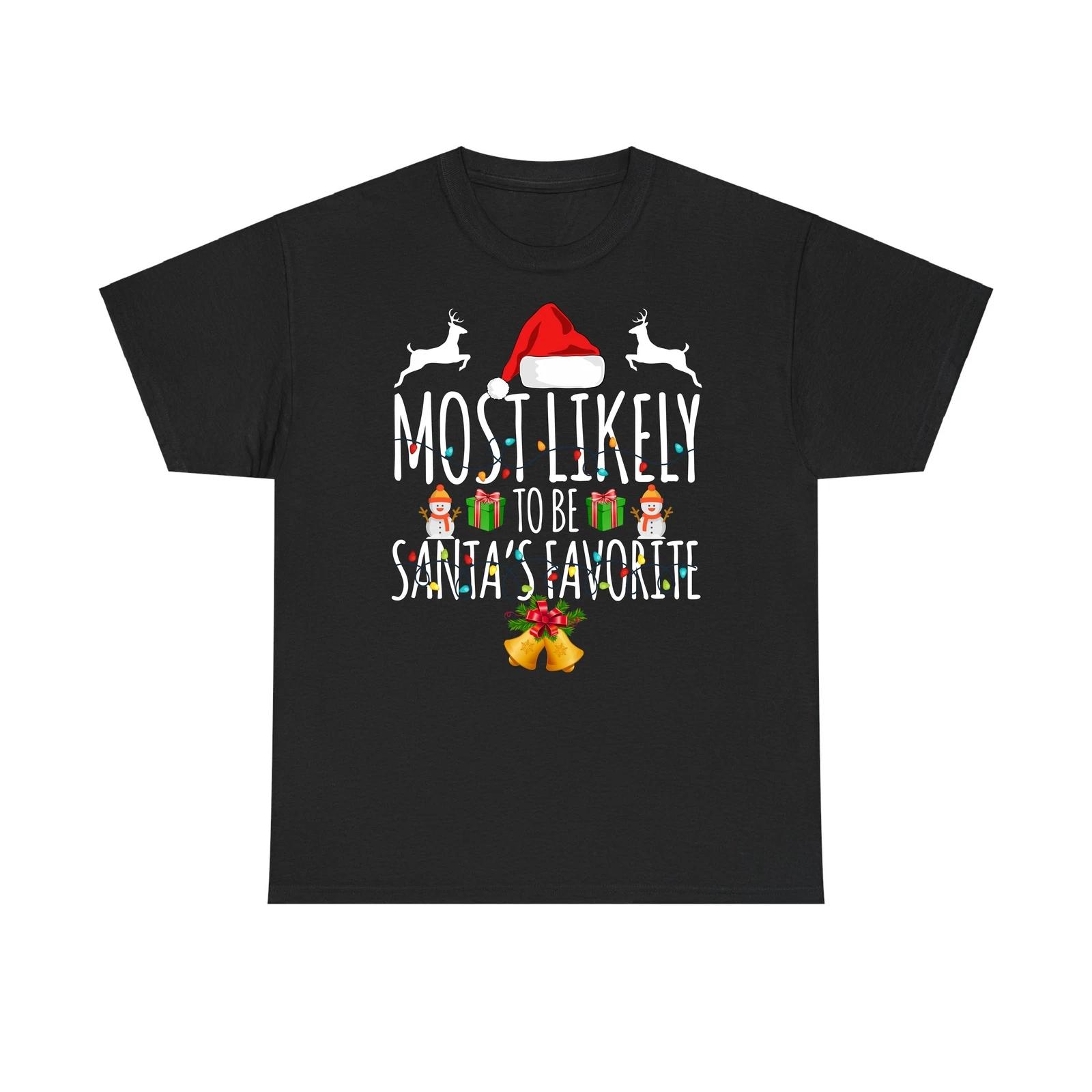 

Most likely to be Santa favorite 100% Cotton T-shirt Mens Tees Top, Santa best helper Xmas Tee M