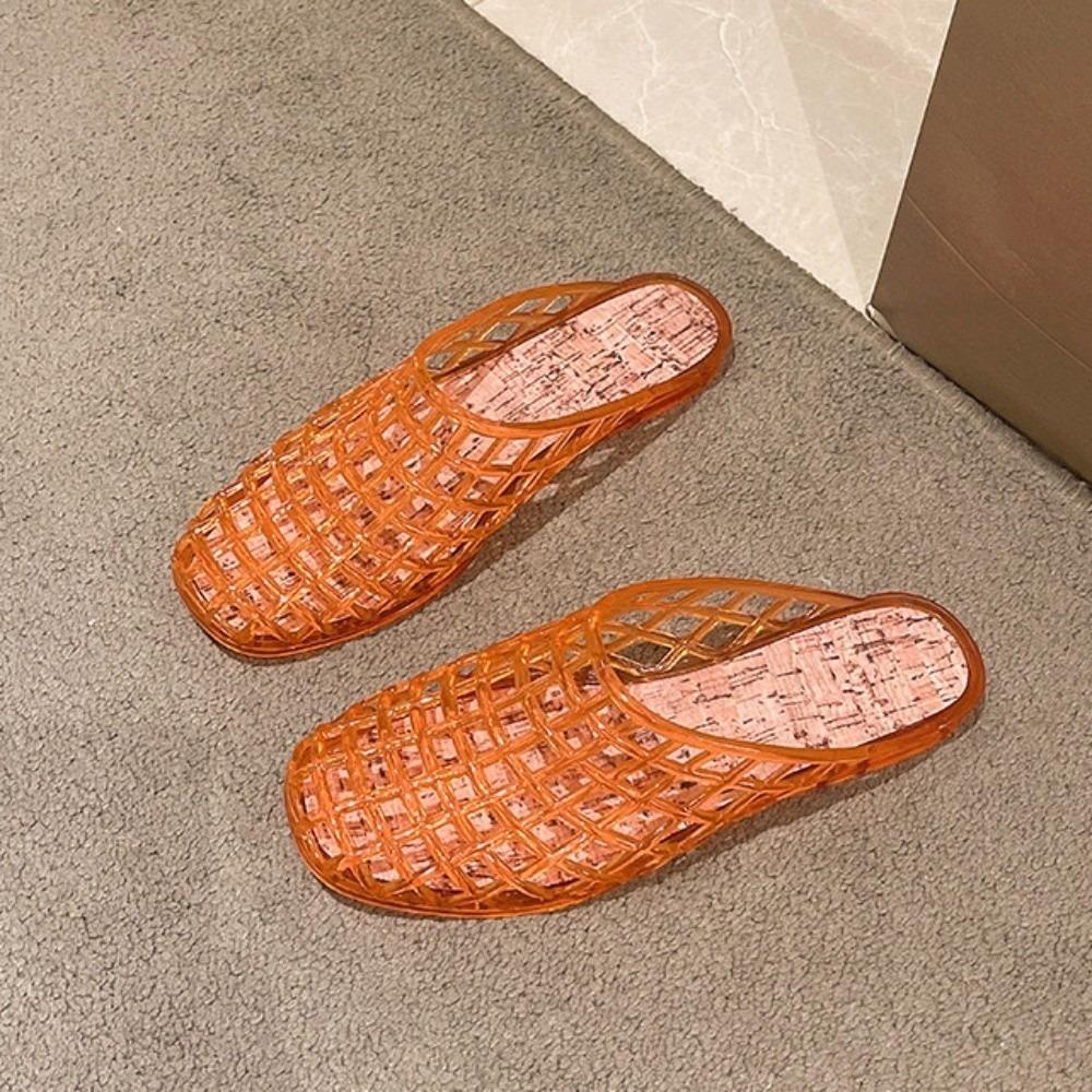 Soft Fishing Net Jelly Sandals Non-Slip DIY Shoes Charms Shoes Casual PVC Crystal Slippers  Girls