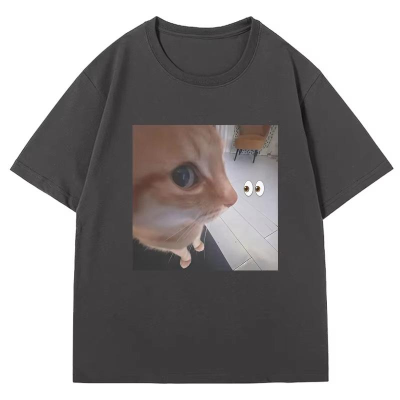 2025 New Summer Casual Short Sleeve T-Shir Print Cotton Regular Fit Round Neck Breathable Loose Unisex Tee Men Women Clothing