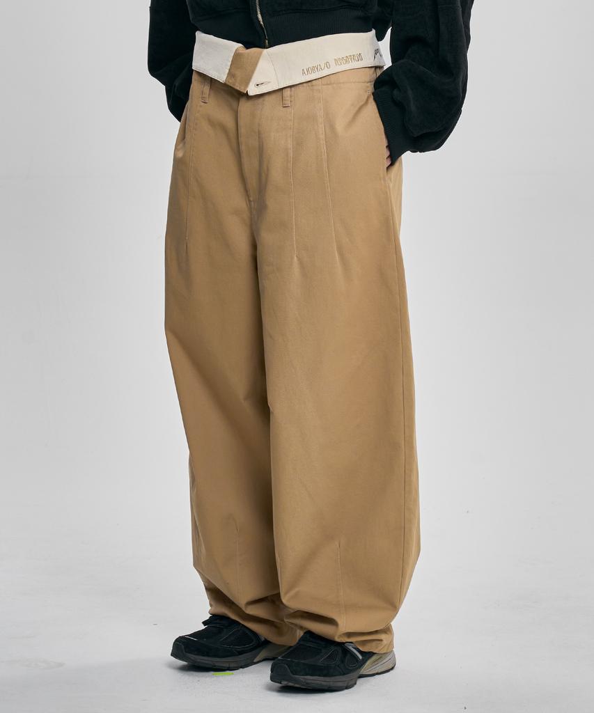 AJOBYAJO High Waist Oversized Pants [Beige]