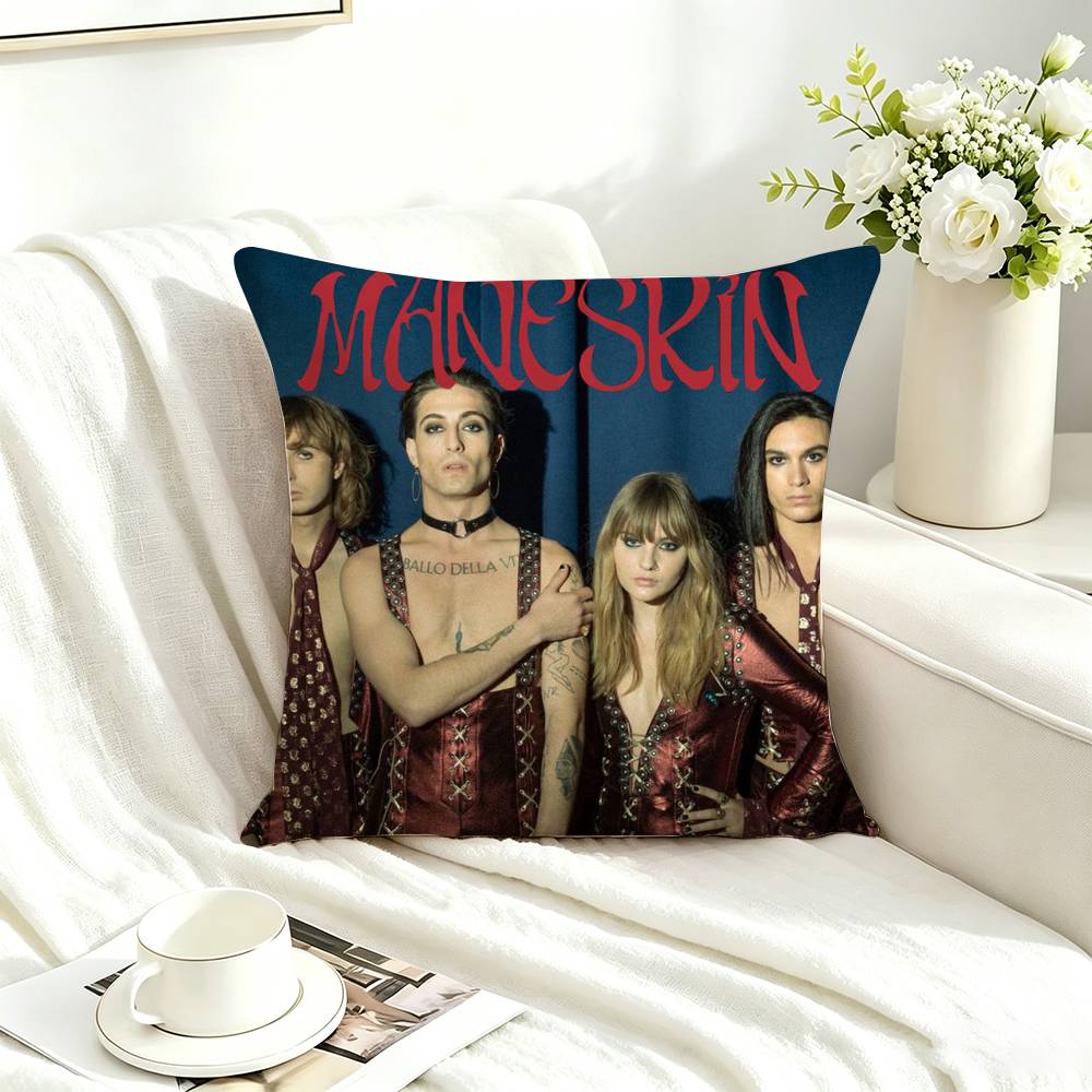 Band M-Maneskin Square Double-Sided printed Pillow Case Bedroom Bedside Pillow Sofa Cushion Cover