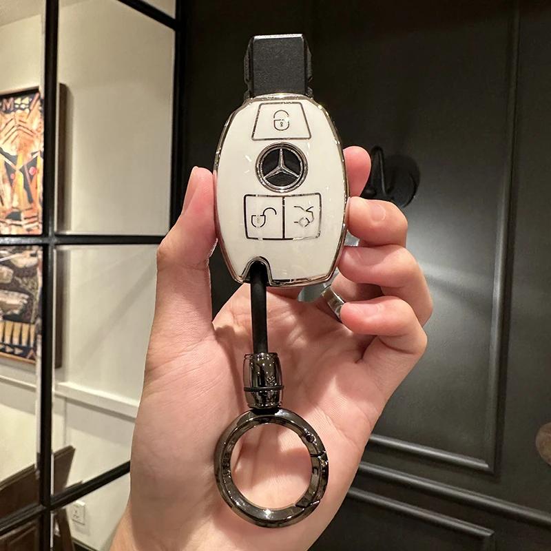 ULA5 Car Key Case Shell Fob For Mercedes Benz A C E S G Class GLC CLE CLA GLB GLS W177 W205 W213 W222 X167 AMG Keychain