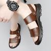 Genuine Leather Men Sandals Black Brown Summer Outdoor Antiskid Casual Sandals Cowhide Beach Shoes Two Uses Men Sandals Slippers
