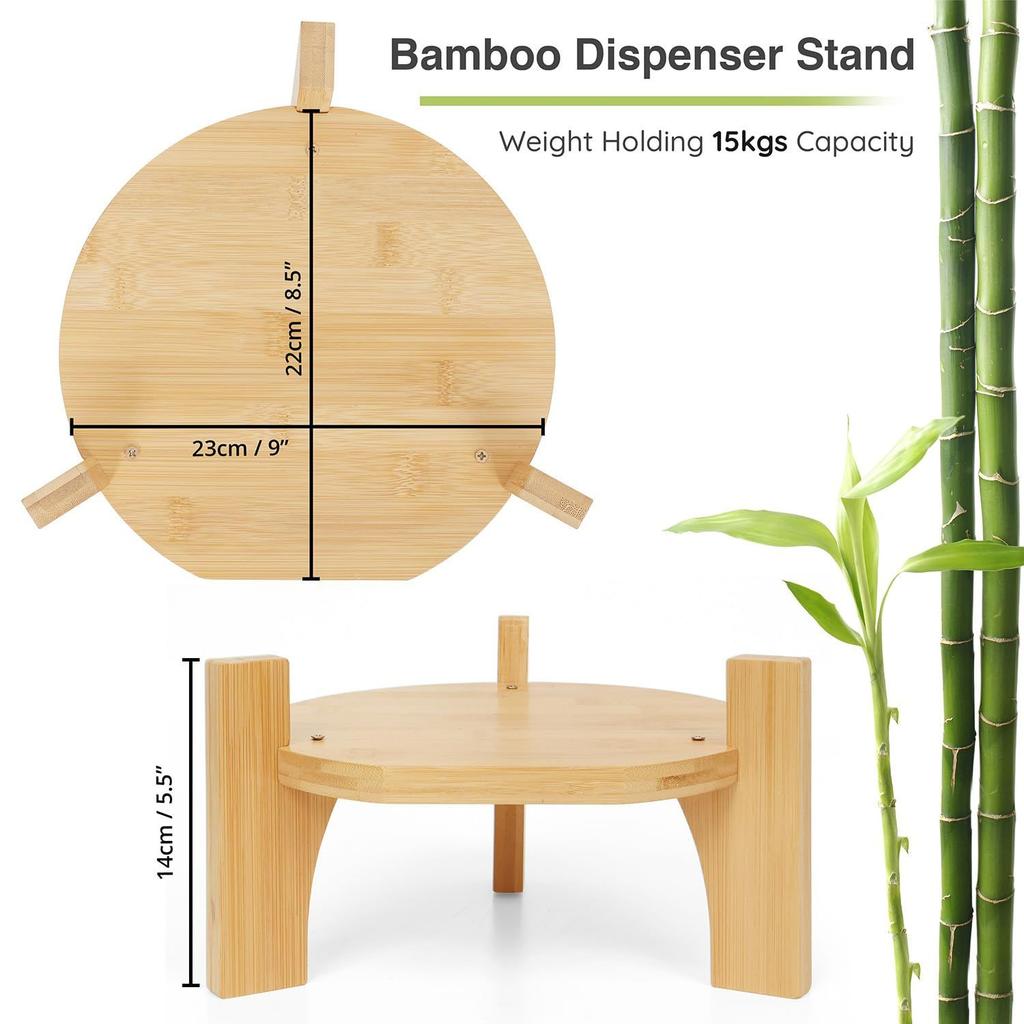 Bamboo Stand - Juice Dispenser Stand with Sturdy Legs,Non-Slip Bushes & Flat Base Detachable Water Dispenser,Mason Jar,Glass