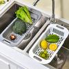 Retractable Sink Colander Fruit and Vegetable Drain Basket, Adjustable Food Strainer, Sink Vegetable Washing Basket for Kitchen