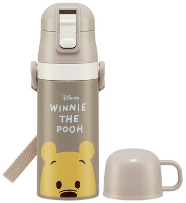 Gobelet à eau en acier inoxydable Skater Disney Winnie l'ourson, bouteille d'eau de sport légère de petite capacité pour enfants, 2 voies de boisson, 410 ml, boisson,