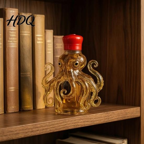Opbevaringsbeholder til spiritus Blæksprutte Glas Karaffel Håndblæst Blæksprutteformet Whiskey Flaske 3D Dyre Samlerobjekt Vin Karaffel Spiritus Dispenser til Hjemmet