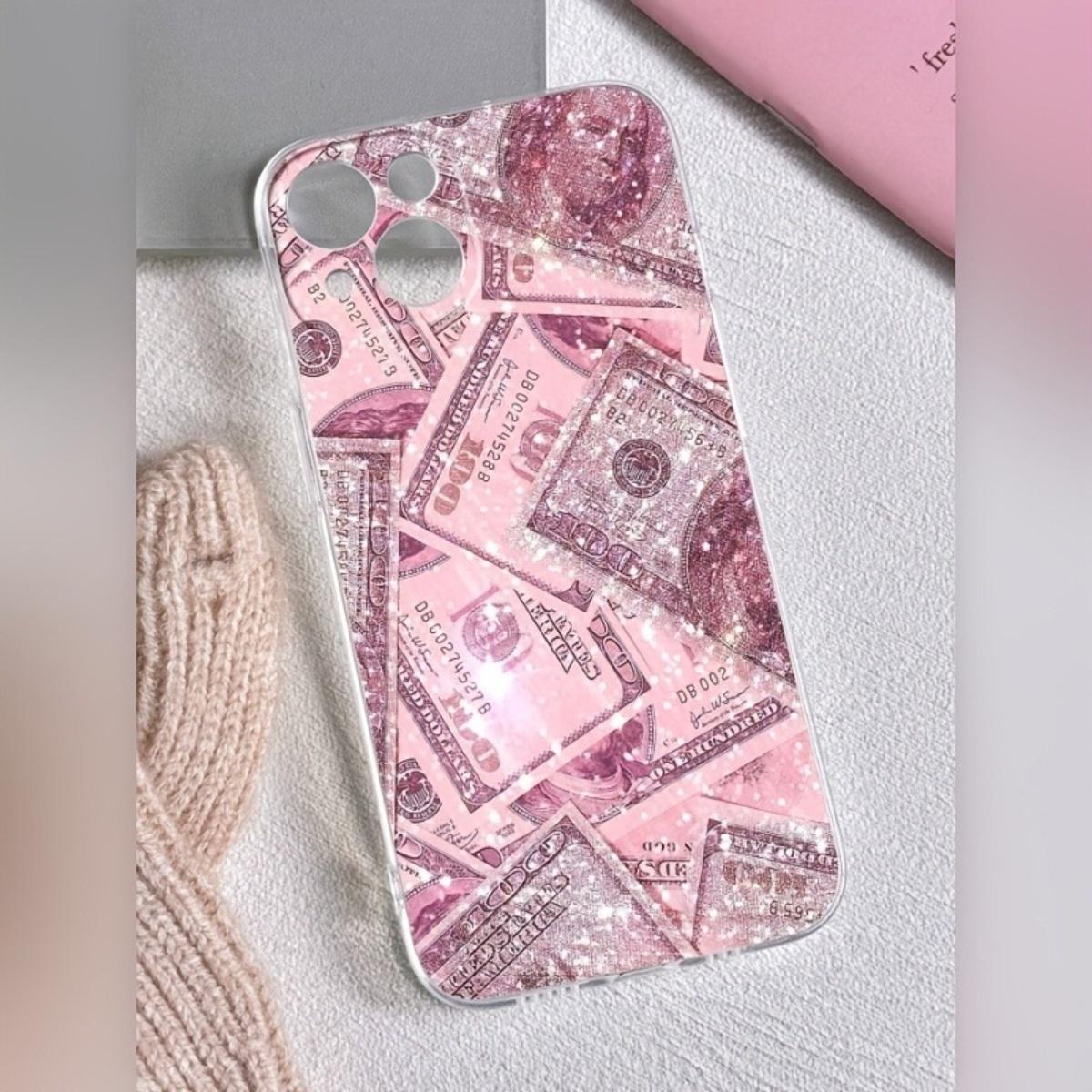 

A pink dollar-shaped transparent phone case, suitable for iPhone 17, 16, 15, Plus, Pro, Max series phones - can be used as a gif iPhone SE чистий