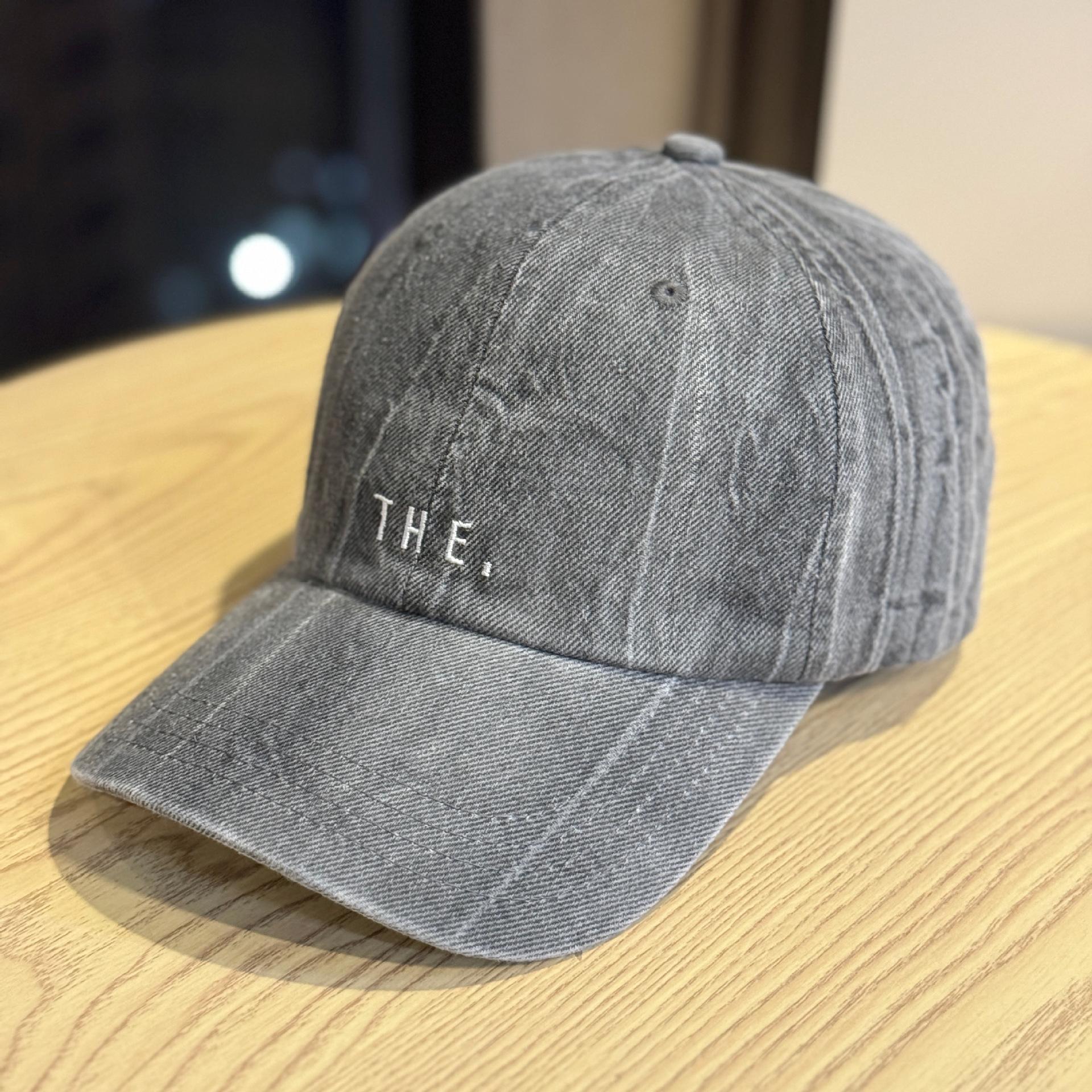

New American retro embroidered letter baseball cap for women, spring/summer wide-brimmed, face-slimming, sun-shading, versatile and stylish Adult54-60Adjustable чёрный