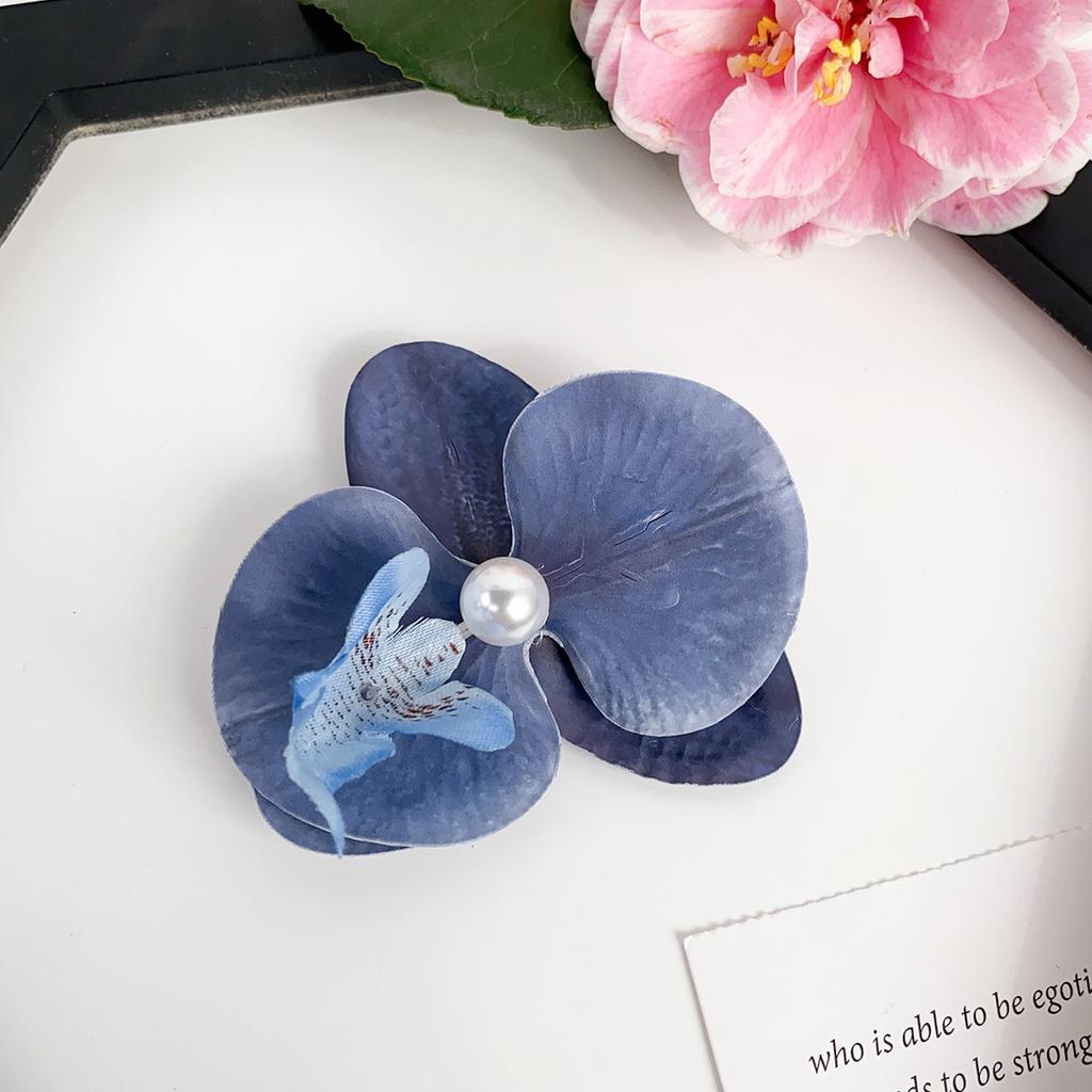 Heißer Verkauf Französischer Stil Elegantes Orchideenstoff-Haarspange Mädchen Bunte Blumige Haarspange Zubehör