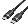 USB Type C Cable - Vention - 2 M - Fast Charging - Braided - High Speed - 60 W - 480 Mbps - 3 A - Male To Male - Black