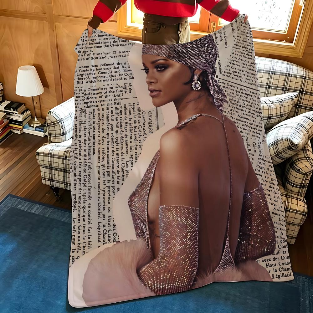Music R-Rihanna Throw Flannel Cozy Print Blanket, Portable, Durable Machine Washable Cute Cool