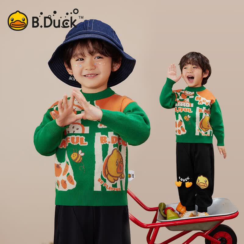 B.Duck Boys Cartoon Knit Pullover Sweater 100 зелёный