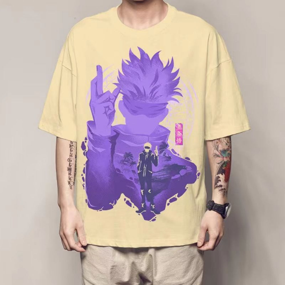 Anime Jujutsu Kaisen Gojo Satoru Koszulka Graficzna Męska 2026 Letnia Moda Oversize Uliczna Codzienna Y2K Streetwear Odzież