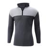 Men's And Women's Casual Color-blocked Stand-up Collar Long-sleeved T-shirt, Men's Sporty Breathable Half-zipper Top