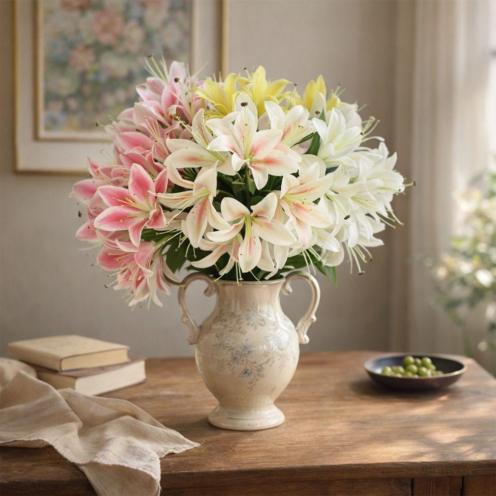 18 Köpfe Künstliche Lilien Blumengesteck Realistische Simulationsblumen Mehrfarbig DIY Blume Künstliche Blumen