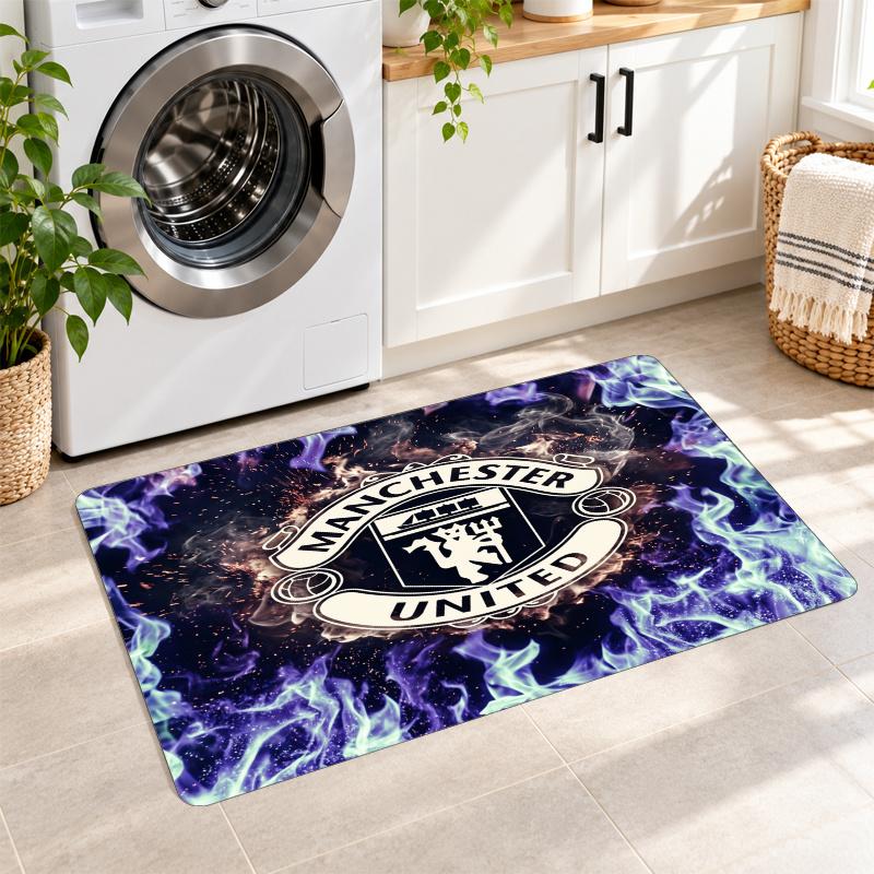 Flannel Kitchen Mat Manchester United FC Soft Area Rug Non Slip Floor Carpet Home Decoration