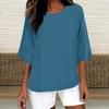 Women's Fashion Solid Color Casual T-Shirt Seven Sleeve Round Neck Cotton Top
