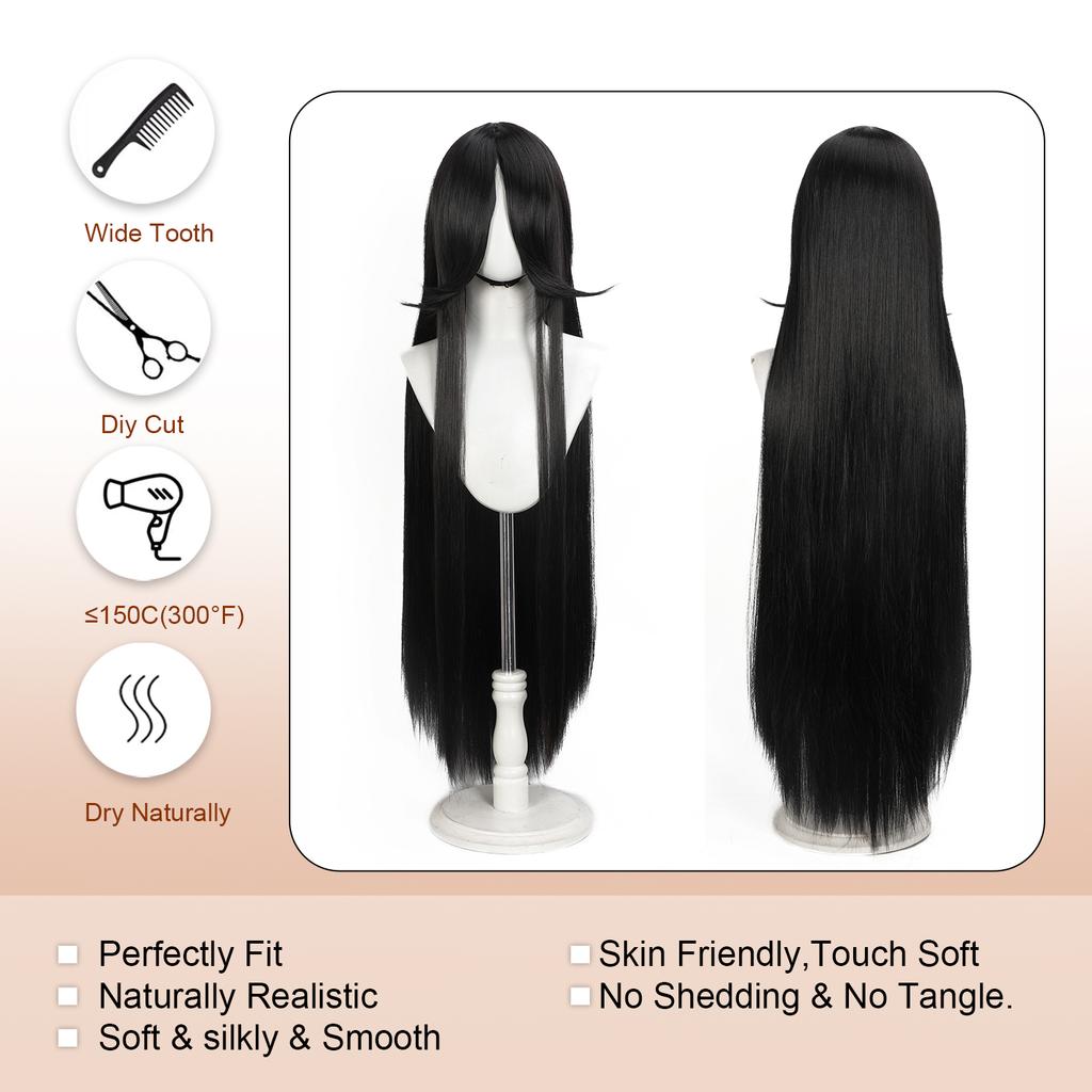 Parrucca Cosplay Lunga Dritta 100CM Multicolore Rosa Biondo Nero Parrucca Costume Anime Parrucca Cos Sintetica Universale Parrucca per Uso Quotidiano Feste