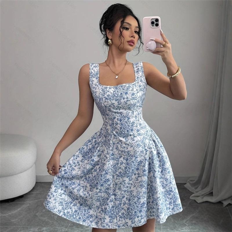 Women's Elegant Bohemian-style Floral Dress For Summer