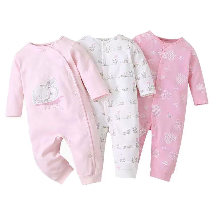 Frühlings- & Herbst-Baby-Jumpsuit: Langärmliger Strampler und Krabbelanzug mit flachen Füßen - Kinderbekleidungsset