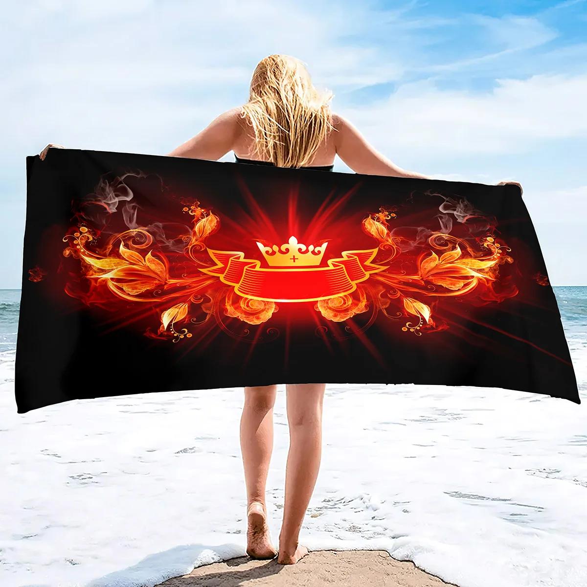 

Beach Towels for Adults Crown Print Lightweight Sand Free Super Soft Fast Drying Swim Towels for The Swimming Sports Beach Gym W40*H60(CM)