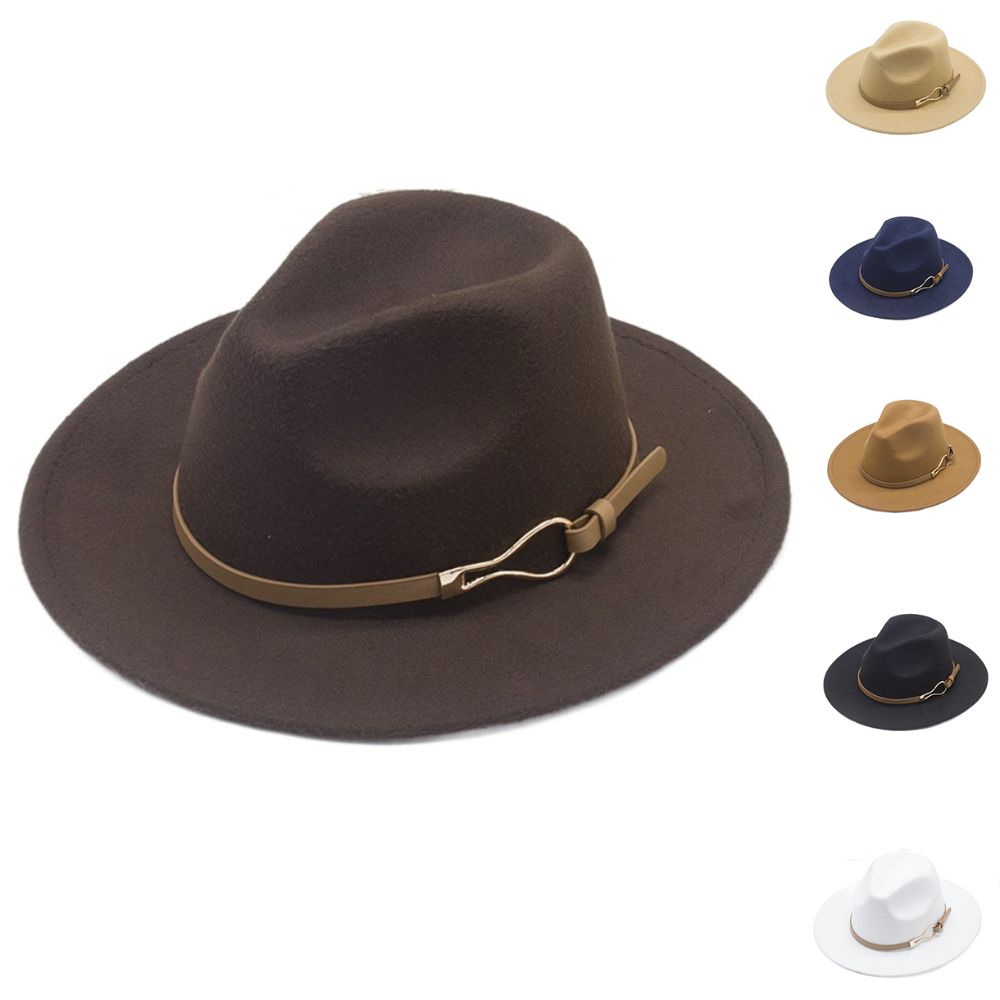 Wide Brim Jazz Hat Adjustable Panama Cap Fashion Felt Fedora Hats Unisex