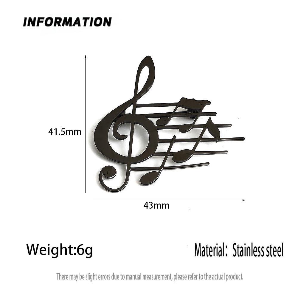 Hollow Stainless Steel Music Note Brooch - Elegant Shirt Accessory In Stock