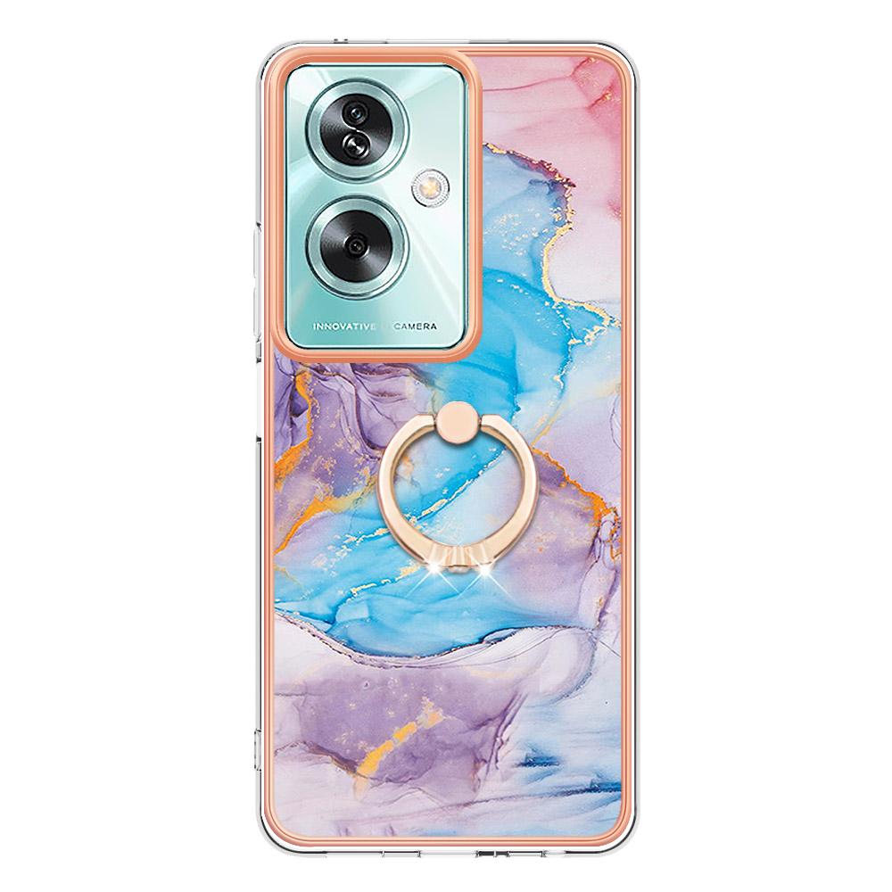 For Oppo A79 5G/A2 5G Case with Ring Kickstand IMD Marble Pattern TPU Back Cover