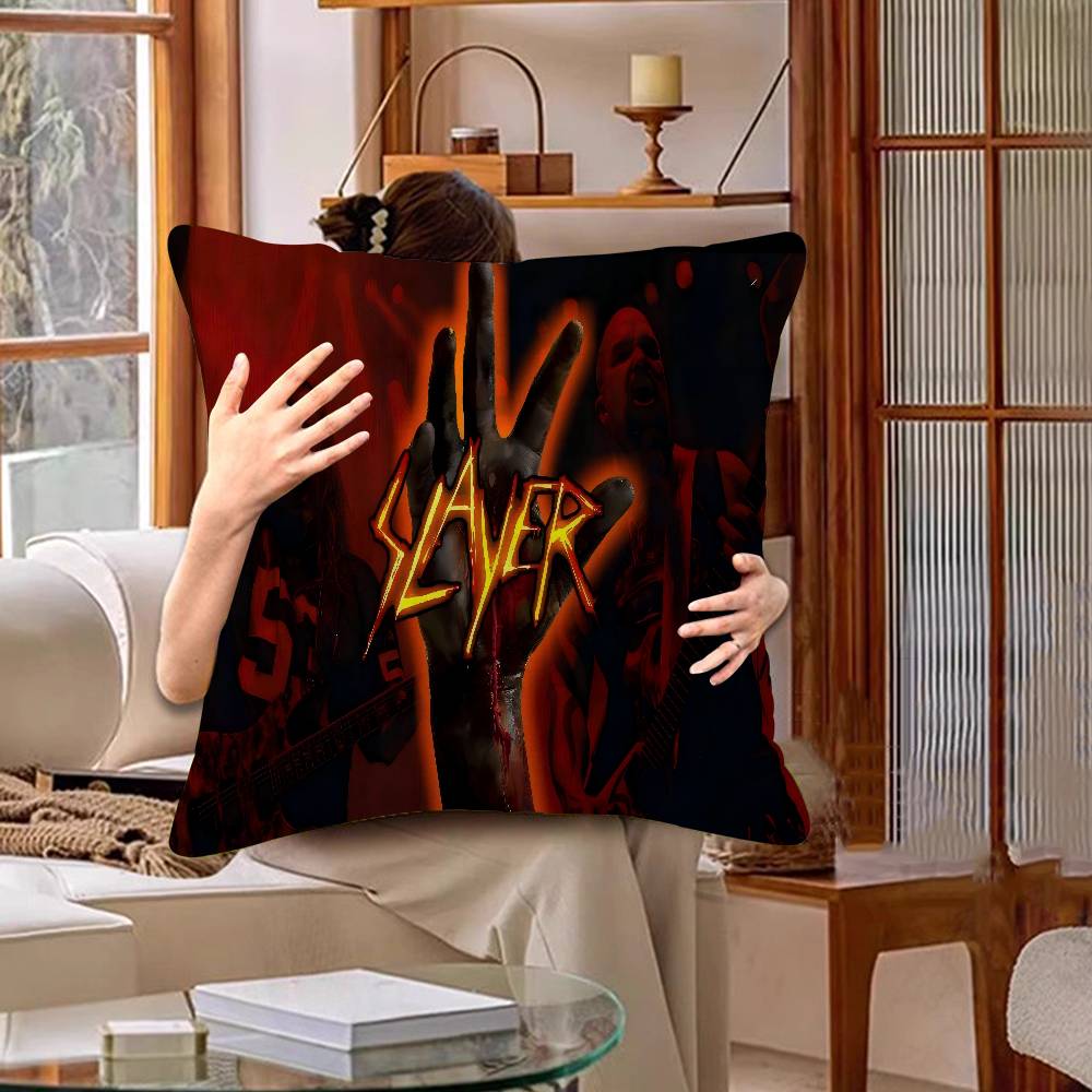 S-Slayer Heavy Metal Band Cushion Cover Polyester Sofa Cushions Decorative Throw Pillows Home Decoration Pillowcover